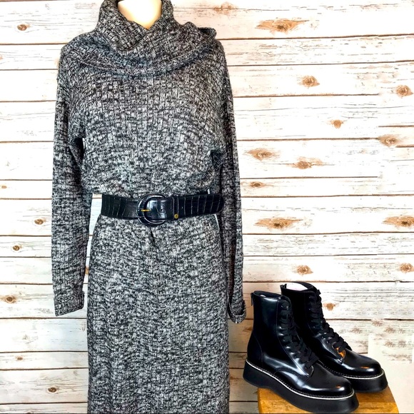 a.n.a Ribbed Cowl Neck Mid length Sweater Dress - Picture 9 of 9